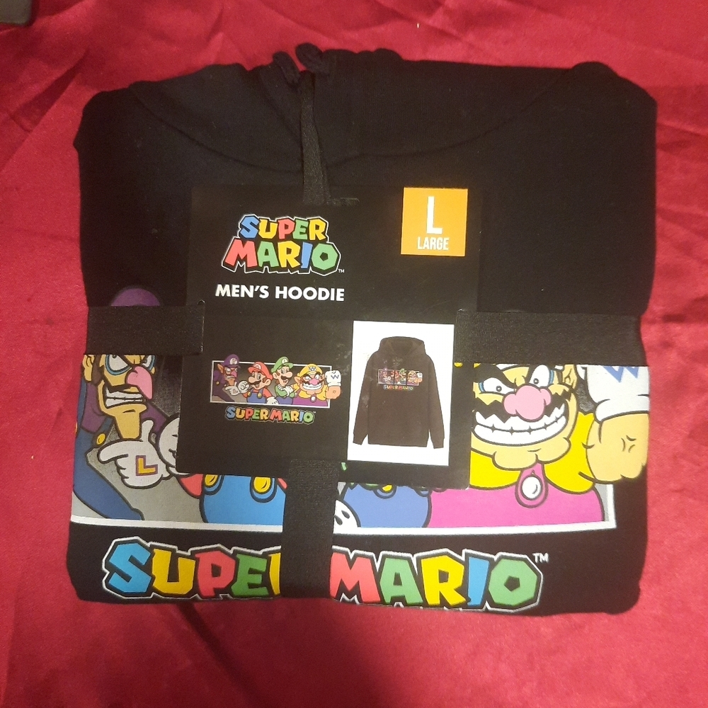 NWT Super Mario Men's Pullover Sweatshirt Hoodie